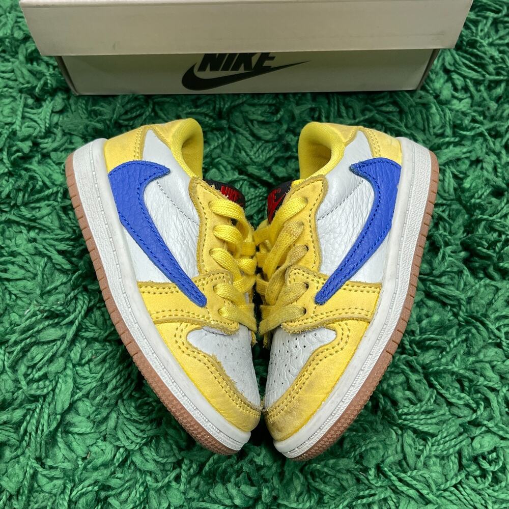 Jordan 1 Retro Low Travis Scott Canary (TD) Sneaker Shoes Size 6C Pre Owned